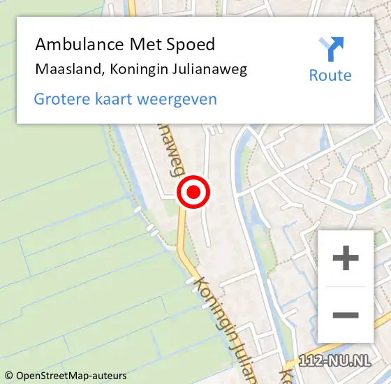 Locatie op kaart van de 112 melding: Ambulance Met Spoed Naar Maasland, Koningin Julianaweg op 23 maart 2023 04:10