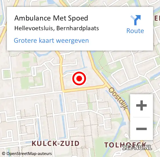 Locatie op kaart van de 112 melding: Ambulance Met Spoed Naar Hellevoetsluis, Bernhardplaats op 23 maart 2023 06:09