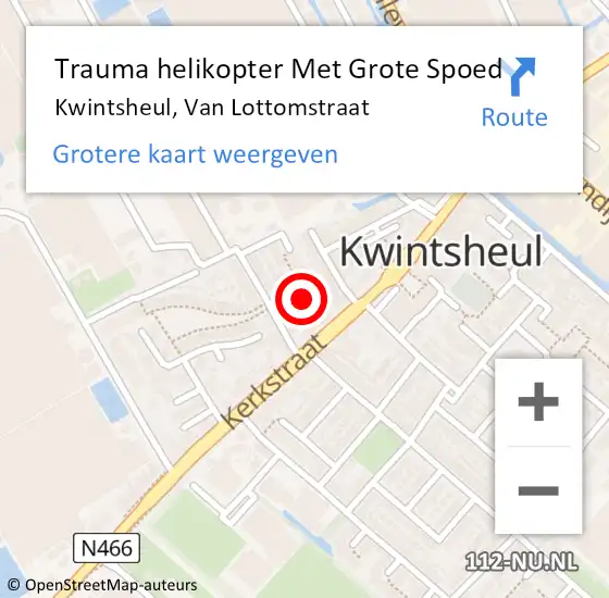 Locatie op kaart van de 112 melding: Trauma helikopter Met Grote Spoed Naar Kwintsheul, Van Lottomstraat op 23 maart 2023 06:43