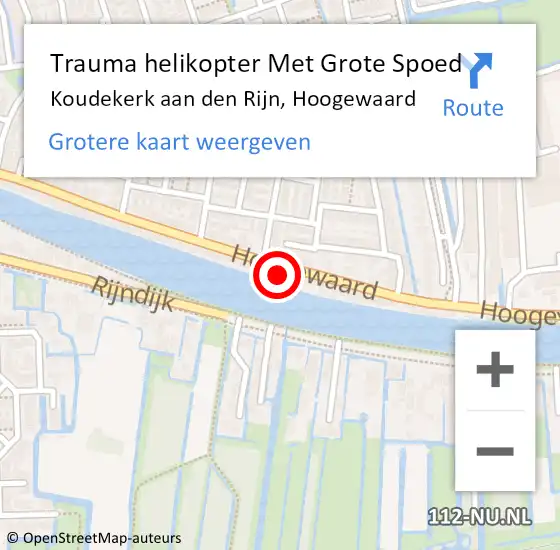 Locatie op kaart van de 112 melding: Trauma helikopter Met Grote Spoed Naar Koudekerk aan den Rijn, Hoogewaard op 23 maart 2023 08:03