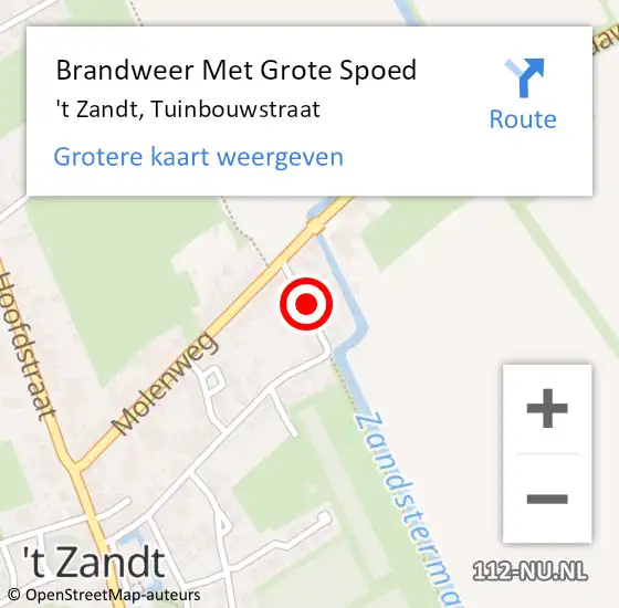 Locatie op kaart van de 112 melding: Brandweer Met Grote Spoed Naar 't Zandt, Tuinbouwstraat op 23 maart 2023 09:37