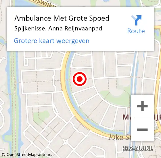 Locatie op kaart van de 112 melding: Ambulance Met Grote Spoed Naar Spijkenisse, Anna Reijnvaanpad op 23 maart 2023 09:59