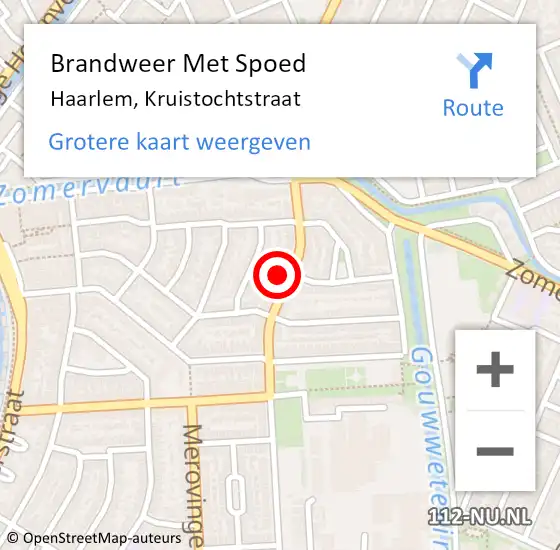 Locatie op kaart van de 112 melding: Brandweer Met Spoed Naar Haarlem, Kruistochtstraat op 23 maart 2023 11:10