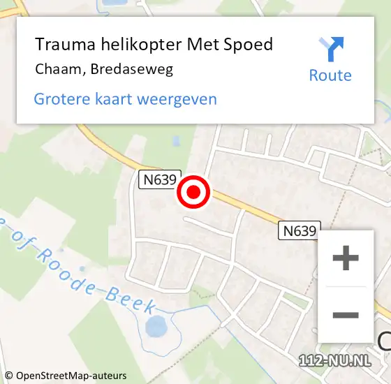 Locatie op kaart van de 112 melding: Trauma helikopter Met Spoed Naar Chaam, Bredaseweg op 23 maart 2023 13:16