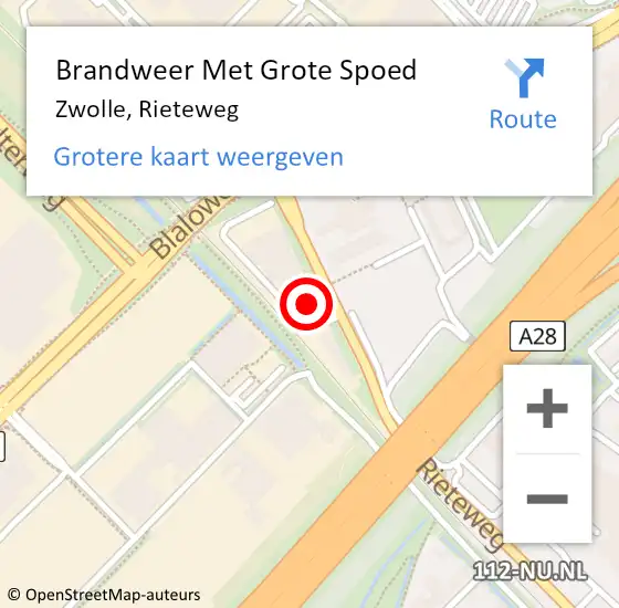Locatie op kaart van de 112 melding: Brandweer Met Grote Spoed Naar Zwolle, Rieteweg op 23 maart 2023 15:52