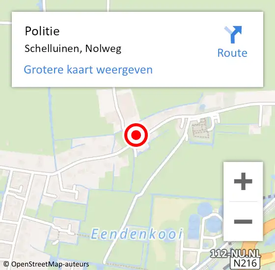 Locatie op kaart van de 112 melding: Politie Schelluinen, Nolweg op 23 maart 2023 16:11