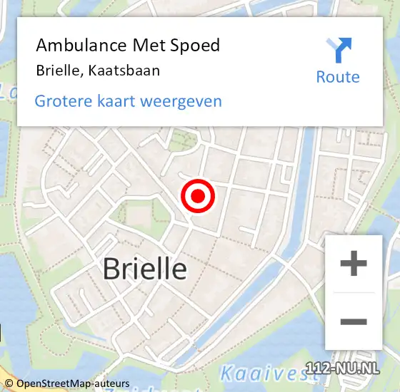 Locatie op kaart van de 112 melding: Ambulance Met Spoed Naar Brielle, Kaatsbaan op 23 maart 2023 17:24