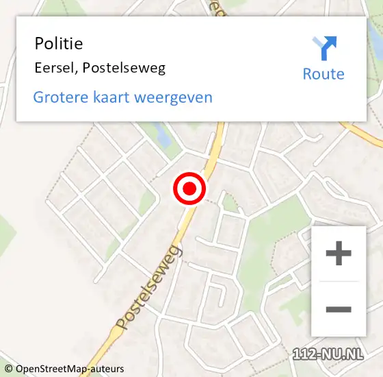Locatie op kaart van de 112 melding: Politie Eersel, Postelseweg op 23 maart 2023 17:56