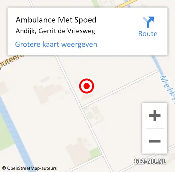 Locatie op kaart van de 112 melding: Ambulance Met Spoed Naar Andijk, Gerrit de Vriesweg op 23 maart 2023 19:26