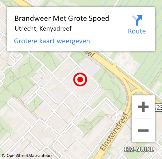 Locatie op kaart van de 112 melding: Brandweer Met Grote Spoed Naar Utrecht, Kenyadreef op 23 maart 2023 20:22