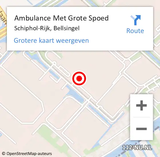 Locatie op kaart van de 112 melding: Ambulance Met Grote Spoed Naar Schiphol-Rijk, Bellsingel op 24 maart 2023 01:29