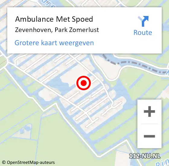Locatie op kaart van de 112 melding: Ambulance Met Spoed Naar Zevenhoven, Park Zomerlust op 24 maart 2023 02:12