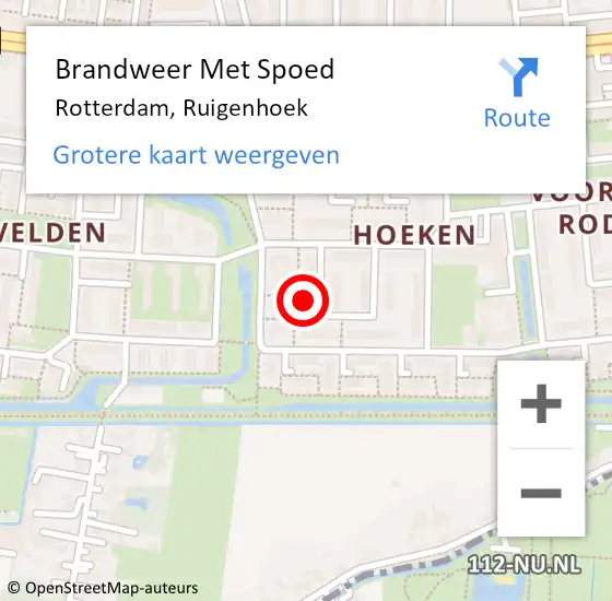 Locatie op kaart van de 112 melding: Brandweer Met Spoed Naar Rotterdam, Ruigenhoek op 24 maart 2023 04:53