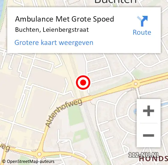 Locatie op kaart van de 112 melding: Ambulance Met Grote Spoed Naar Buchten, Leienbergstraat op 24 maart 2023 06:11