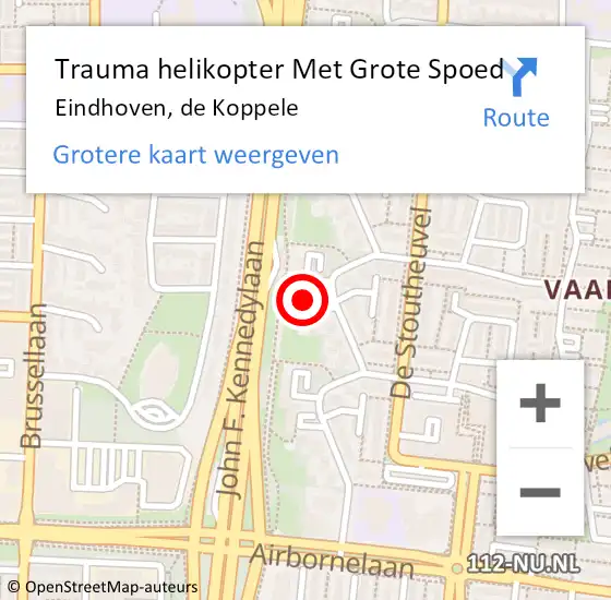 Locatie op kaart van de 112 melding: Trauma helikopter Met Grote Spoed Naar Eindhoven, de Koppele op 24 maart 2023 09:34