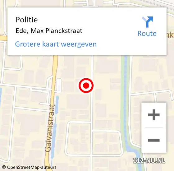 Locatie op kaart van de 112 melding: Politie Ede, Max Planckstraat op 24 maart 2023 10:45