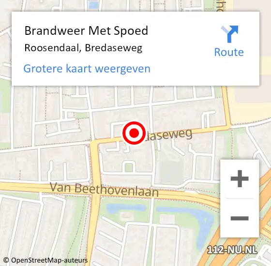 Locatie op kaart van de 112 melding: Brandweer Met Spoed Naar Roosendaal, Bredaseweg op 24 maart 2023 10:48