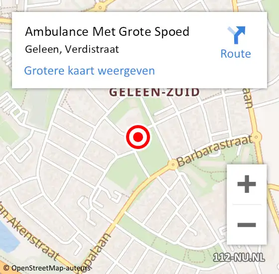 Locatie op kaart van de 112 melding: Ambulance Met Grote Spoed Naar Geleen, Verdistraat op 20 augustus 2014 00:56