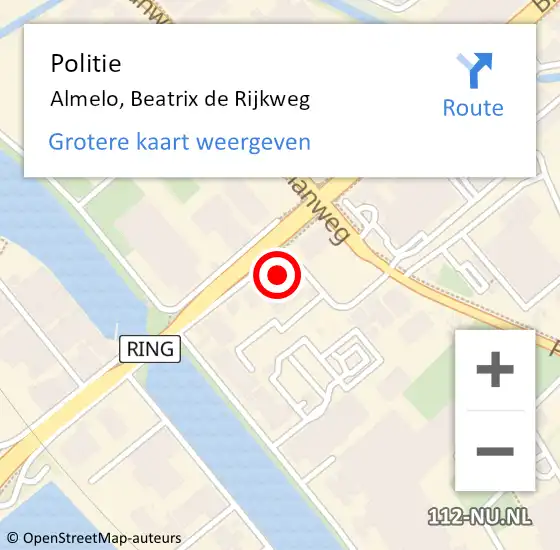 Locatie op kaart van de 112 melding: Politie Almelo, Beatrix de Rijkweg op 24 maart 2023 11:27