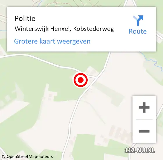 Locatie op kaart van de 112 melding: Politie Winterswijk Henxel, Kobstederweg op 24 maart 2023 11:38