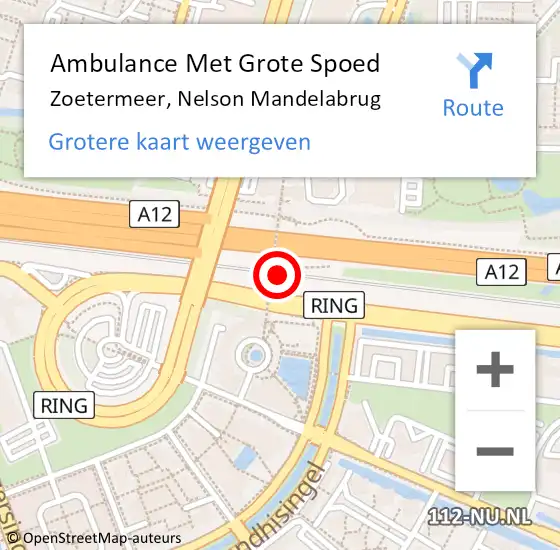 Locatie op kaart van de 112 melding: Ambulance Met Grote Spoed Naar Zoetermeer, Nelson Mandelabrug op 24 maart 2023 11:53