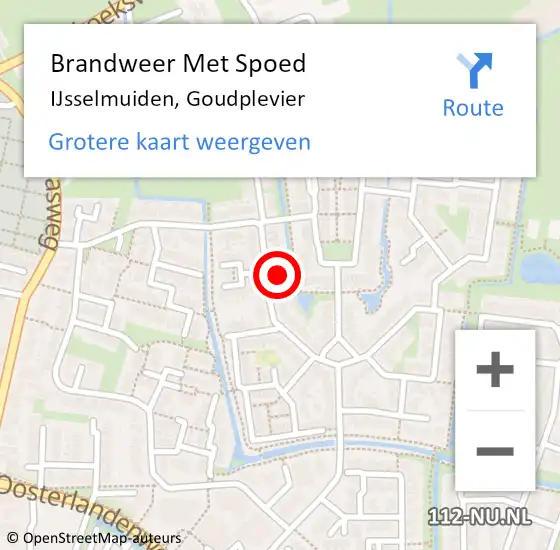 Locatie op kaart van de 112 melding: Brandweer Met Spoed Naar IJsselmuiden, Goudplevier op 24 maart 2023 12:21
