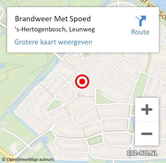Locatie op kaart van de 112 melding: Brandweer Met Spoed Naar 's-Hertogenbosch, Leunweg op 24 maart 2023 14:29