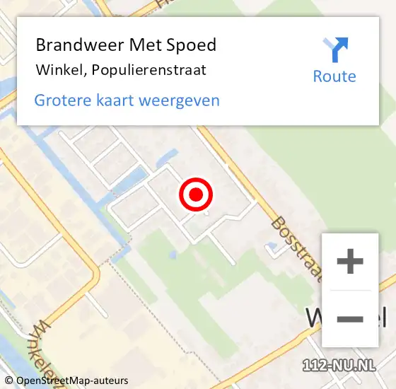 Locatie op kaart van de 112 melding: Brandweer Met Spoed Naar Winkel, Populierenstraat op 24 maart 2023 14:35