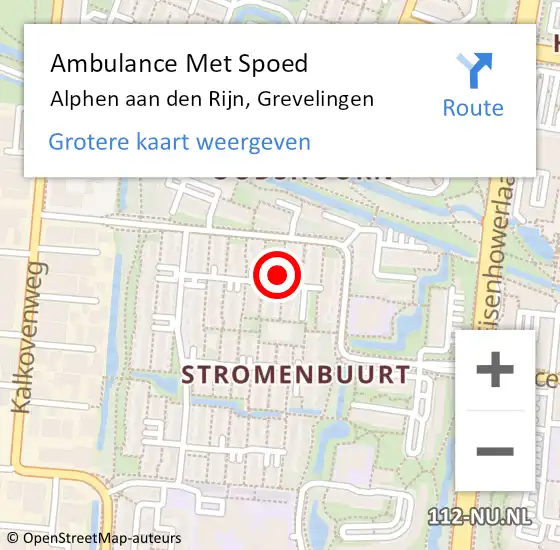 Locatie op kaart van de 112 melding: Ambulance Met Spoed Naar Alphen aan den Rijn, Grevelingen op 24 maart 2023 17:31