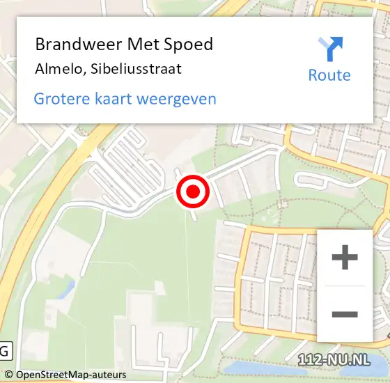 Locatie op kaart van de 112 melding: Brandweer Met Spoed Naar Almelo, Sibeliusstraat op 24 maart 2023 19:10
