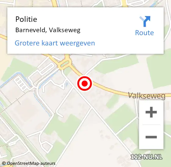 Locatie op kaart van de 112 melding: Politie Barneveld, Valkseweg op 24 maart 2023 19:23