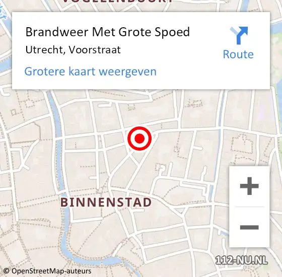 Locatie op kaart van de 112 melding: Brandweer Met Grote Spoed Naar Utrecht, Voorstraat op 24 maart 2023 19:41