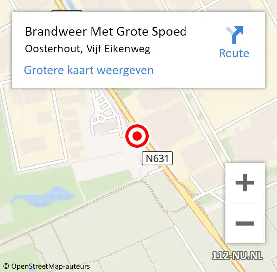 Locatie op kaart van de 112 melding: Brandweer Met Grote Spoed Naar Oosterhout, Vijf Eikenweg op 24 maart 2023 22:07
