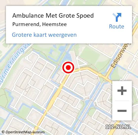 Locatie op kaart van de 112 melding: Ambulance Met Grote Spoed Naar Purmerend, Heemstee op 24 maart 2023 22:43