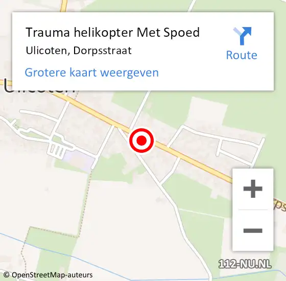 Locatie op kaart van de 112 melding: Trauma helikopter Met Spoed Naar Ulicoten, Dorpsstraat op 24 maart 2023 23:51