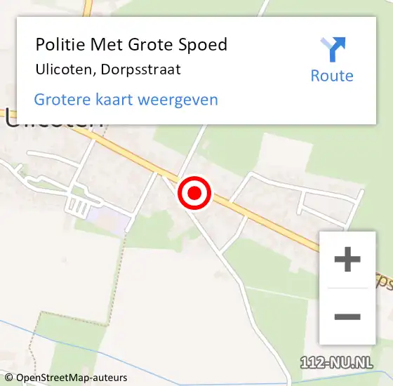 Locatie op kaart van de 112 melding: Politie Met Grote Spoed Naar Ulicoten, Dorpsstraat op 24 maart 2023 23:52