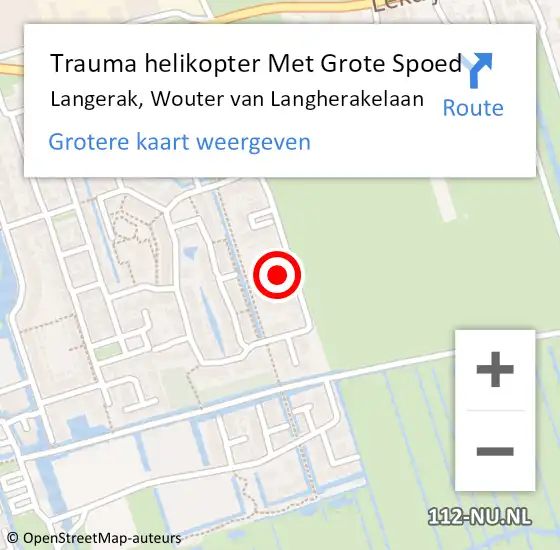 Locatie op kaart van de 112 melding: Trauma helikopter Met Grote Spoed Naar Langerak, Wouter van Langherakelaan op 25 maart 2023 00:47