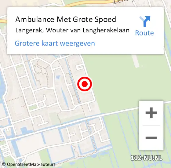 Locatie op kaart van de 112 melding: Ambulance Met Grote Spoed Naar Langerak, Wouter van Langherakelaan op 25 maart 2023 00:48