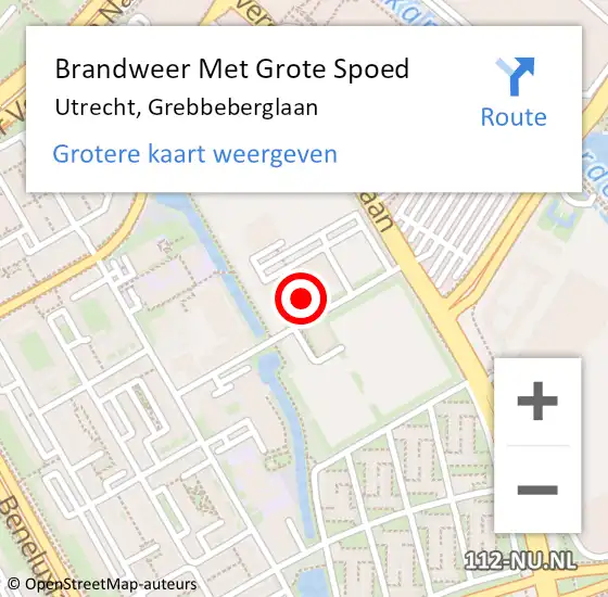 Locatie op kaart van de 112 melding: Brandweer Met Grote Spoed Naar Utrecht, Grebbeberglaan op 25 maart 2023 01:37