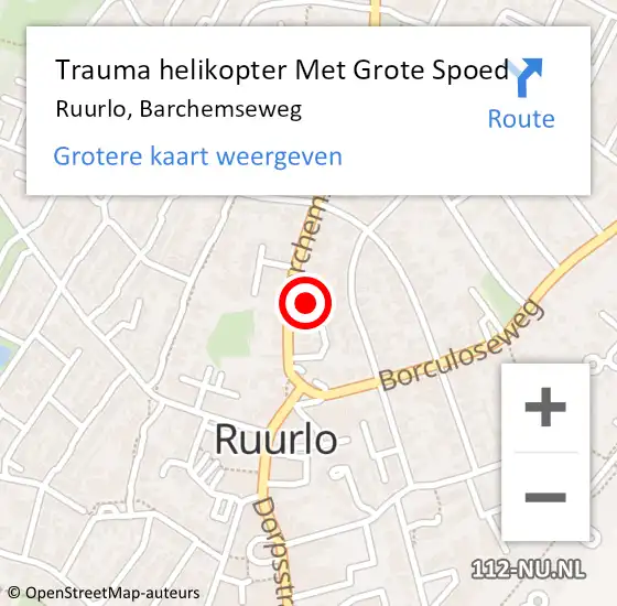 Locatie op kaart van de 112 melding: Trauma helikopter Met Grote Spoed Naar Ruurlo, Barchemseweg op 25 maart 2023 03:29