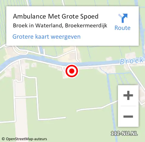 Locatie op kaart van de 112 melding: Ambulance Met Grote Spoed Naar Broek in Waterland, Broekermeerdijk op 25 maart 2023 06:37