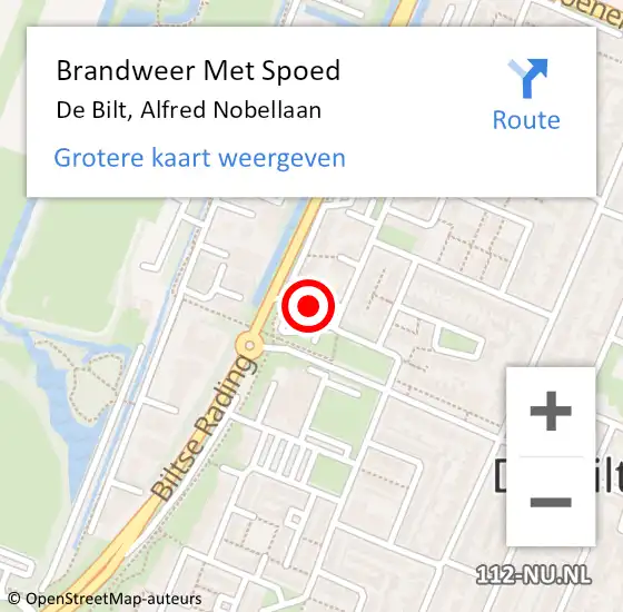 Locatie op kaart van de 112 melding: Brandweer Met Spoed Naar De Bilt, Alfred Nobellaan op 25 maart 2023 10:00