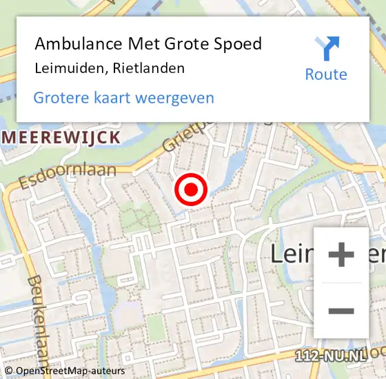 Locatie op kaart van de 112 melding: Ambulance Met Grote Spoed Naar Leimuiden, Rietlanden op 25 maart 2023 12:17