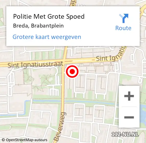 Locatie op kaart van de 112 melding: Politie Met Grote Spoed Naar Breda, Brabantplein op 25 maart 2023 12:37