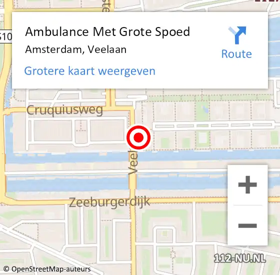 Locatie op kaart van de 112 melding: Ambulance Met Grote Spoed Naar Amsterdam, Veelaan op 25 maart 2023 12:45