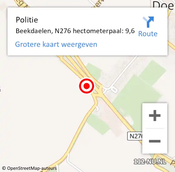Locatie op kaart van de 112 melding: Politie Beekdaelen, N276 hectometerpaal: 9,6 op 25 maart 2023 12:49