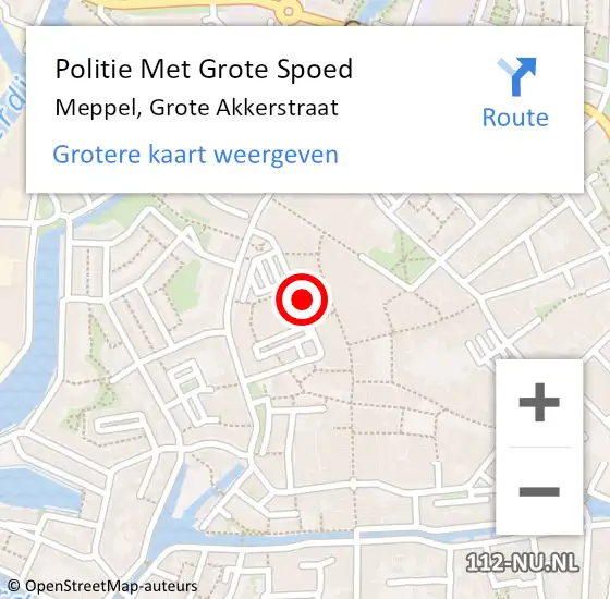 Locatie op kaart van de 112 melding: Politie Met Grote Spoed Naar Meppel, Grote Akkerstraat op 25 maart 2023 12:52