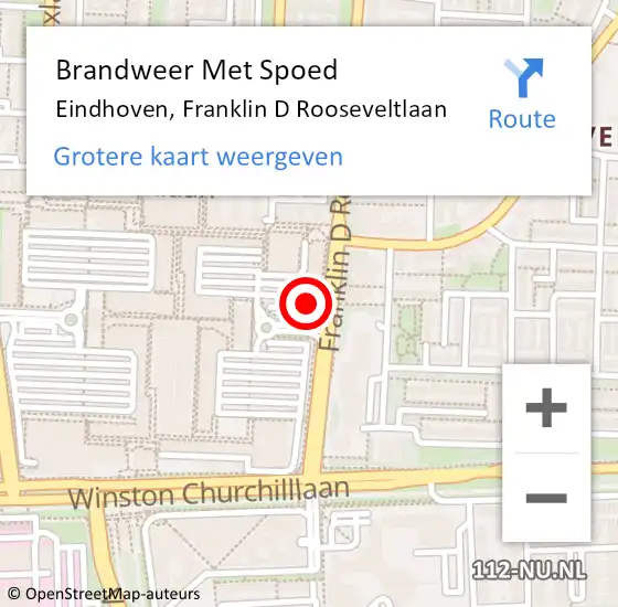 Locatie op kaart van de 112 melding: Brandweer Met Spoed Naar Eindhoven, Franklin D Rooseveltlaan op 25 maart 2023 13:04