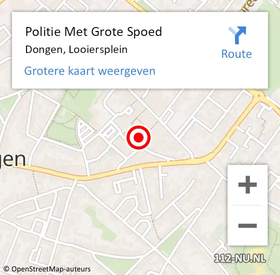 Locatie op kaart van de 112 melding: Politie Met Grote Spoed Naar Dongen, Looiersplein op 25 maart 2023 13:23