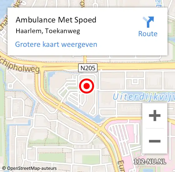 Locatie op kaart van de 112 melding: Ambulance Met Spoed Naar Haarlem, Toekanweg op 25 maart 2023 14:12